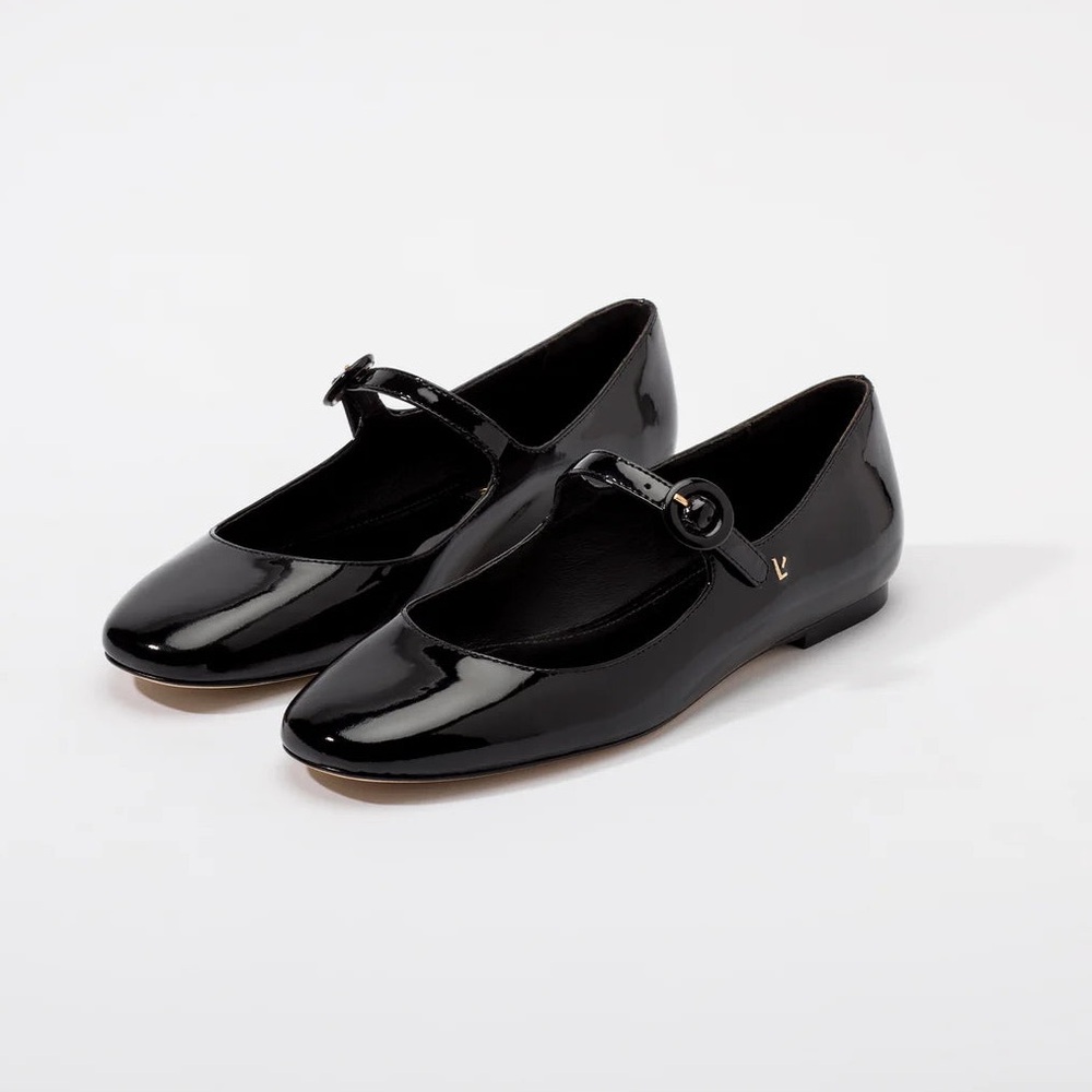 Larroudé Blair Ballet Flats Mary Jane – Black Patent – Size 6 – NWOT